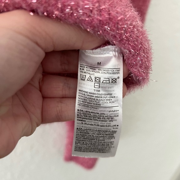 NWT Old Navy Eyelash Shine Fuzzy Pink A Boo Long Sleeve Crewneck Sweater Medium - Picture 10 of 10